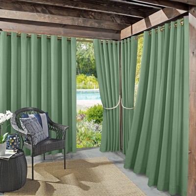 108"x54" Sailor Indoor/Outdoor UV Protectant Room Darkening Grommet Curtain Panel Spa Green - Sun Zero