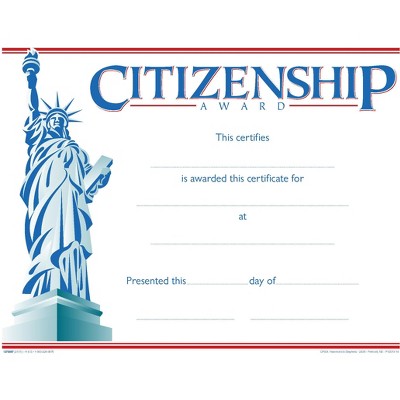Hammond & Stephens Raised Print Citizenship Recognition  Award, 11 x 8-1/2 inches, pk of 25
