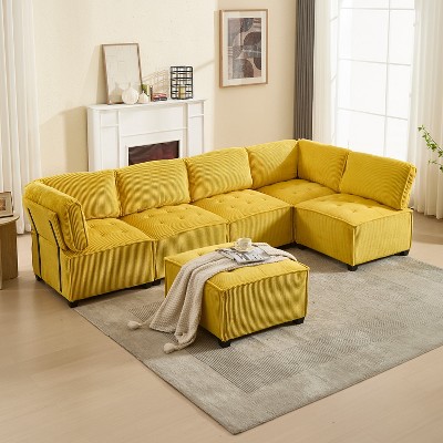 MOONMISS Modular 6- Seat  Sectional Sofa U Shaped Modular Couch with Reversible Chaise Modular Sofa Sectional Couch for Living Room