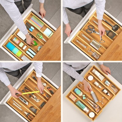 Royal Craft Wood Bamboo Kitchen Drawer Organizer (Beige, 5-slot)