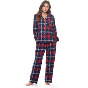 Ashford & Brooks Women's Flannel Plaid Pajamas Long Pj Set - 1 of 4