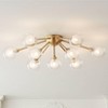 Possini Euro Design Spheres Modern Ceiling Light Flush Mount Fixture 28" Wide Warm Brass 9-Light LED Clear Globe Glass for Bedroom Kitchen Living Room - 2 of 4