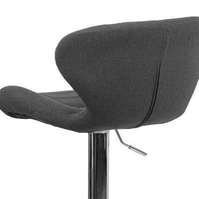 Contemporary Charcoal Swivel Barstool with Adjustable Wood & Metal Base