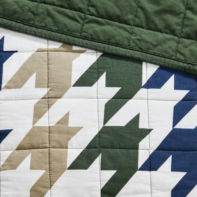 Hudson Oversized Green Cotton King Quilt Set