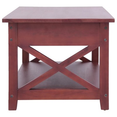 Classic Brown Solid Mahogany Wood Coffee Table with Storage