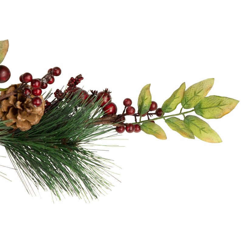 Northlight 4.5' x 5.5" Unlit Snow Dusted Pine Cones, Berries, and Long Pine Needles Artificial Christmas Garland, 4 of 7