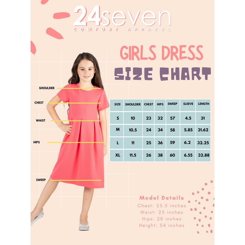 24seven Comfort Apparel Girls Short Sleeve Pleated Party Dress, 4 of 5