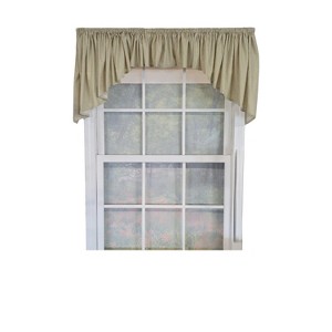 RLF Home 100% Cotton 3-PC Crosswell Center/Jabot set Fully lined Rod Pocket Valance 75" x 23"  Sage - 1 of 4