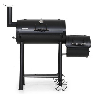 Captiva Designs E02GR006 Offset Charcoal Smoker: Heavy-Duty, Side Box, Built-In Thermometer - 1 of 4