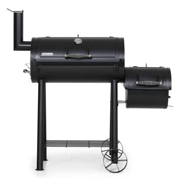 Realcook 17 in. Vertical Heavy-Duty Round Steel Charcoal Outdoor Smoker, Black