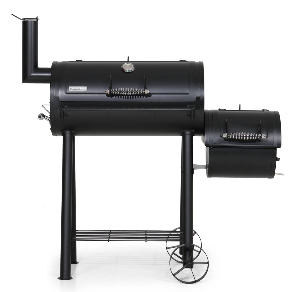 Photos - Fryer Captiva Designs E02GR006 Offset Charcoal Smoker - Black