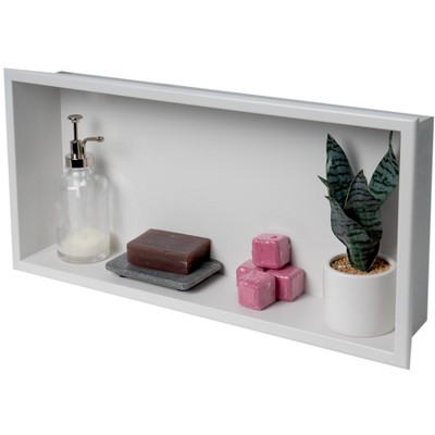 ALFI 24 x 12 White Matte Stainless Steel Horizontal Single Shelf Bath Shower Niche