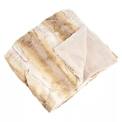 50"x60" Animal Print Design Soft Plush Faux Fur Throw Blanket Natural - Saro Lifestyle