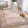Washable Rug Non Slip Vintage Rug Foldable Indoor Carpet Ultra-Soft Retro Medallion Distressed Floor - 2 of 4
