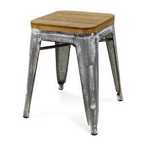 HomeRoots 18 " Wood Brown And Gray Steel Backless Bar Chair - 1 of 4