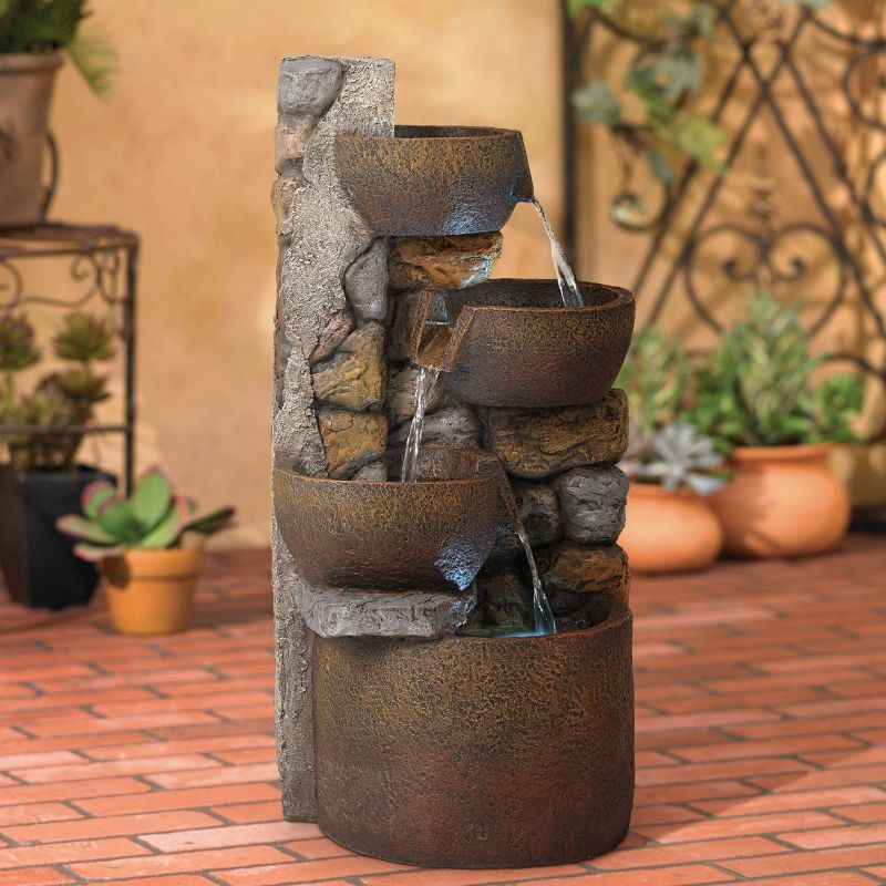 John Timberland Ashmill Urn Rustic Cascading Outdoor Floor Water Fountain with LED Light 29" for Yard Garden Patio Deck Porch Exterior Balcony, 3 of 8