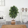 Nearly Natural 4-ft Ficus Artificial Tree in Boho Chic Handmade Natural Cotton Woven Planter with Tassels - 3 of 4