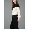 August Sky Women's Asymmetrical Colorblock Crewneck Knit Sweater - 3 of 4