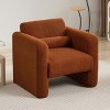 Modern Accent Chair Lambskin Fabric Upholstered Comfy Reading Arm Chair Soft Padded Armchair with Back and Pillow,Burnt Orange - 2 of 4