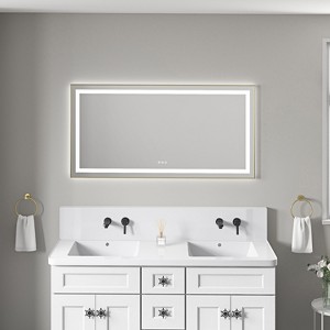 Sapphtopaz Bathroom Wall Mirror,Vanity Mirror with Metal Frame, Wall Mounted Bathroom Mirrors Anti-Fog for Over Sink,Bedroom,Entryway,Living Room - 1 of 4