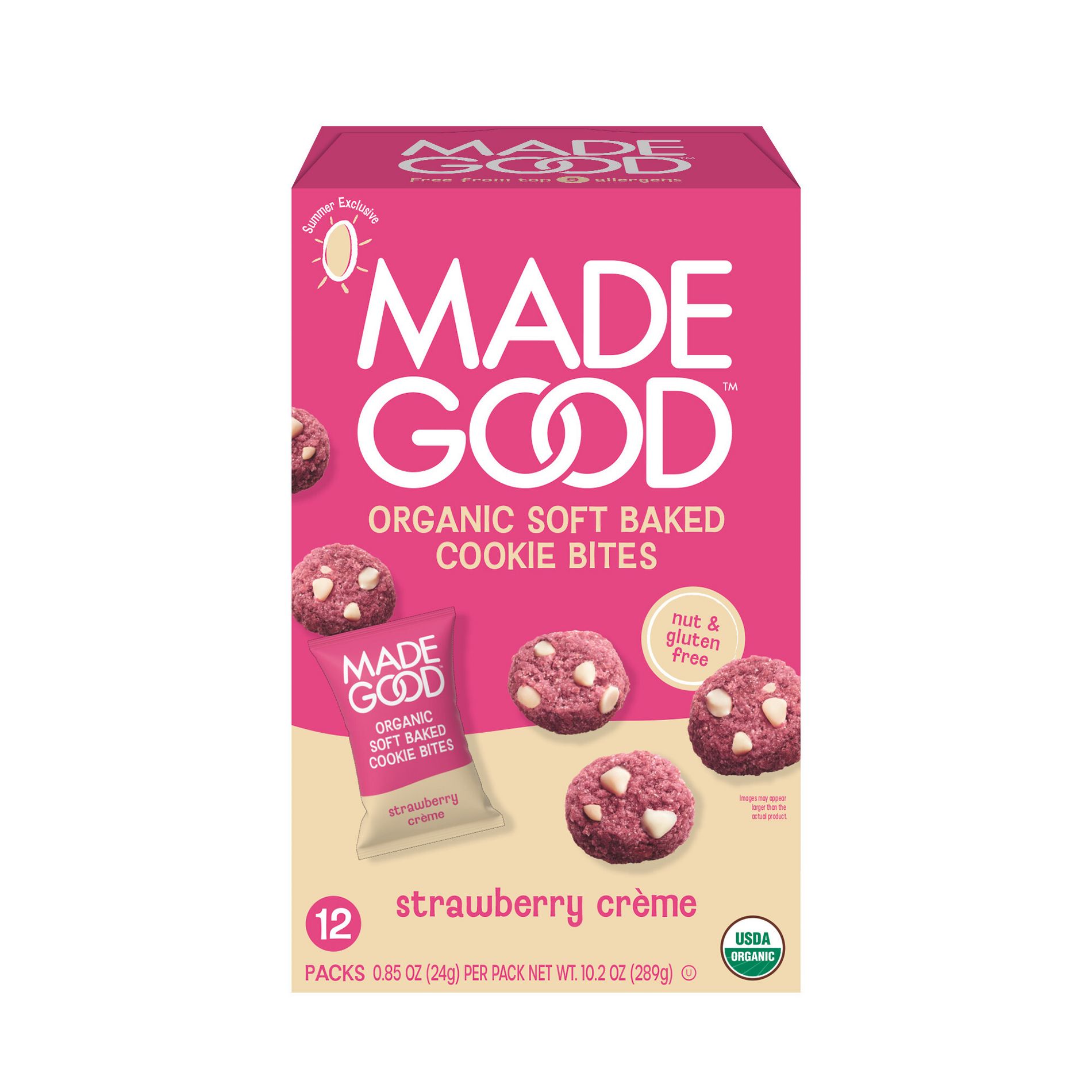 MadeGood Soft Baked Strawberry Crème Cookie Bites - 10.2oz/12ct