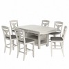 VECELO 7-Piece Extendable Dining Table Set, Rubber Wood Table with 6 Armless Upholstered Dining Chairs for Kitchen, Gray - 2 of 4