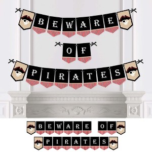 Big Dot of Happiness Beware of Pirates - Pirate Themed Party Bunting Banner - Birthday Party Decorations - 1 of 4