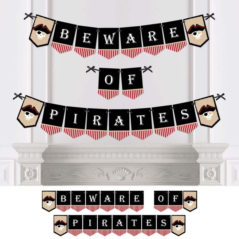 Big Dot of Happiness Beware of Pirates - Pirate Themed Party Bunting Banner - Birthday Party Decorations, 1 of 6