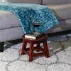 FONTOI Carved Wooden Step Stool with Floral Pattern, Ottoman Foot Stools for Living Room Bedroom, Dark Brown, 11"*10"*11" - 4 of 4