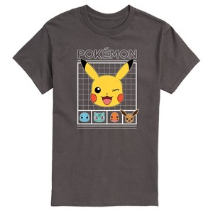 Men's - Pokémon - Eevee Pikachu Charmander Squirtle Bulbasaur Grid Short Sleeve Graphic T-Shirt - 1 of 4