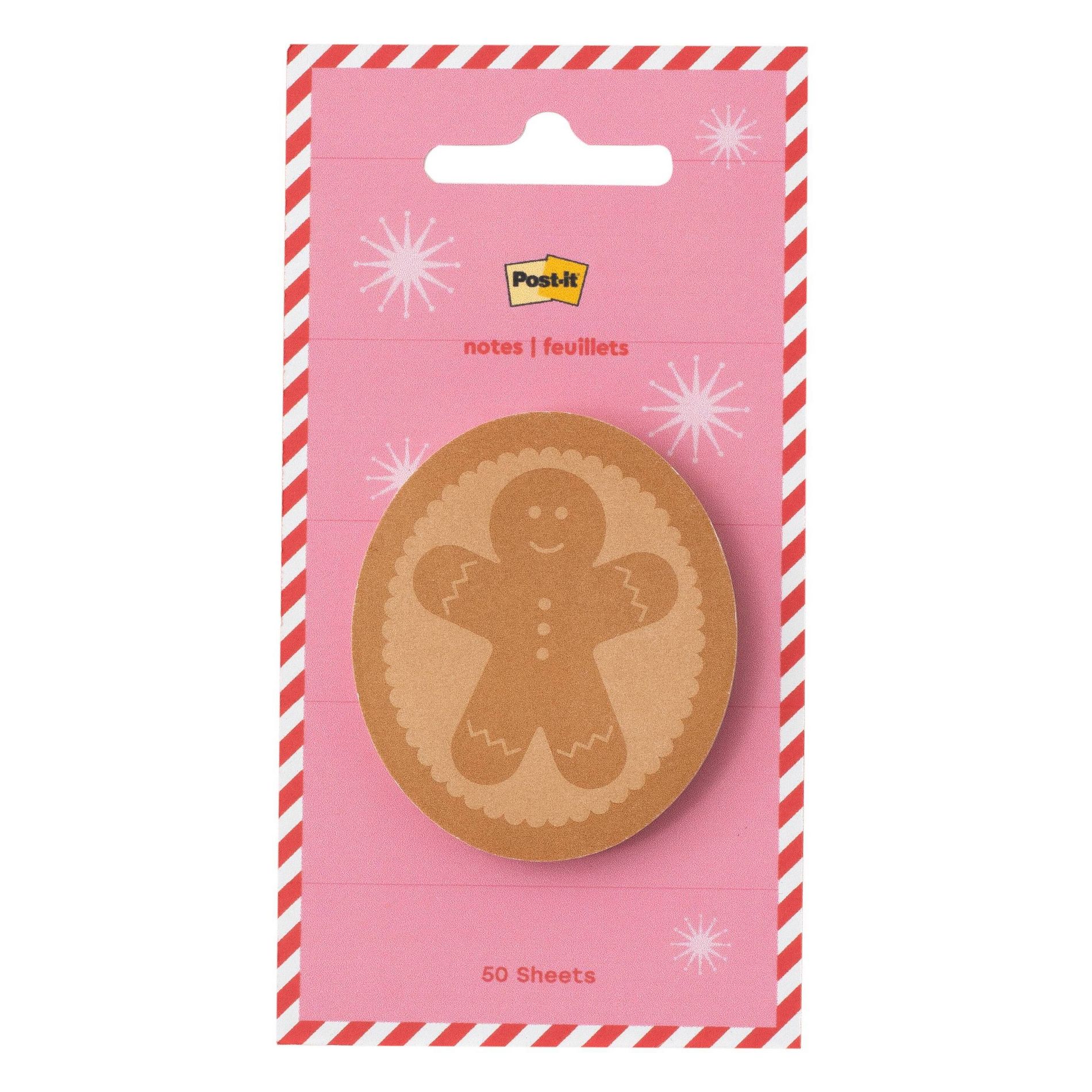 Post-it Jingle Notes Gingerbread Man 2"x2.4" Holiday Sticky Note Pad 50 Sheets