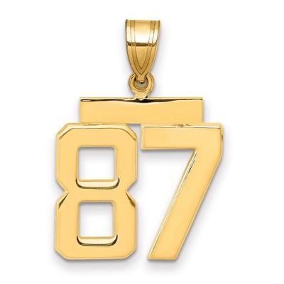 Black Bow Jewelry 14k Yellow Gold, Athletic Collection Medium Polished Number 87 Pendant