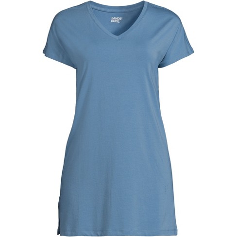 Lands' End Women's Petite Short Sleeve Jersey Extra Long Vneck Tunic ...