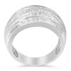 Silver 1.0 Cttw Diamond 6-Row Channel Set Domed Tapered Cocktail Fashion Ring - 2 of 4