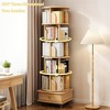 Chic Crate-6-Tier Rotating Bookshelf – 360° Display | Wheels+Drawer | Space-Saver | Bedroom/Living Room/Office | Wood - 2 of 4