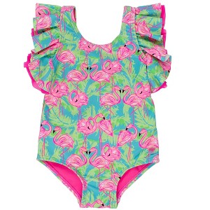 RuffleButts Girls UPF50+ Butterfly One Piece Swimsuit - 1 of 2