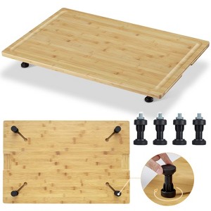 Bamboo Stovetop Cover with Removable Feet | 30x20 Inch Noodle Board, Extra Large Cutting Board with Juice Groove for Gas & Electric Stoves - 1 of 4