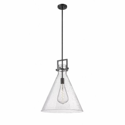 Newton Cone - 1 Light Stem Hung Pendant In Industrial Style-22.75 Inches Tall and 18 Inches Wide