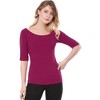 INSPIRE CHIC Women's Half Sleeves Scoop Neck Fitted Layering Soft T-Shirt - 2 of 4