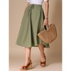 INSPIRE CHIC Women's Cotton Linen Casual High Elastic Waist Round Hem A-Line Midi Skirts - 4 of 4