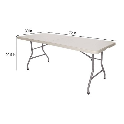 Hampden 72" Gray Plastic and Steel Fold-In-Half Table