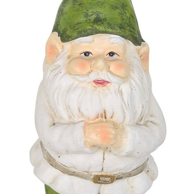 Beige and Green Polyresin Garden Gnome Statue
