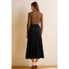Women's Wool Blend A-Line Long Skirt with Wide Elastic Waistband & Flow Pleats Black - 4 of 4