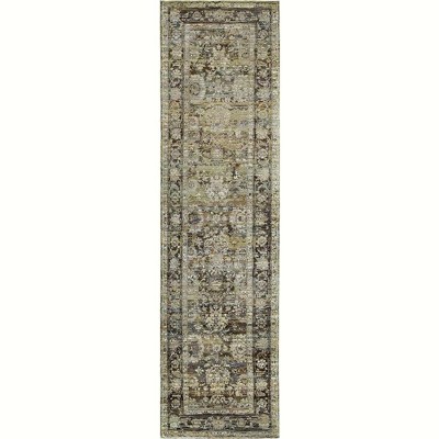 Oriental Weavers Andorra 7125C Green/ Brown Indoor Area Rug - 2'6" x 12'