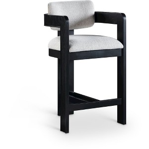Meridian Furniture,Sacha Grey Linen Textured Fabric Stool - 1 of 4