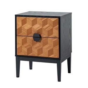 Murah Modern 25"Tall 2-Drawer Nightstand with Charging Station and Adjustable Legs | HULALA HOME - 1 of 4