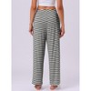 INSPIRE CHIC Women's Cotton Stretchy Elastic Waist Straight Wide-Leg Pajama Pants with Pockets - 3 of 4