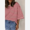 Amaryllis Women’s Striped Wide Sleeve Top with Open Back Statement Bow Detail Relaxed Fit Casual - 3 of 4