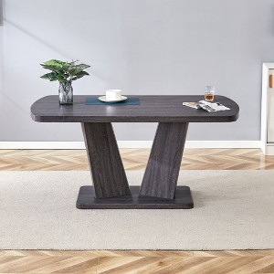 NicBex Dining Table for 6 Kitchen Table Rectangular Marble Top and V-Shape MDF Base Dining Table for Dining Room - 1 of 4