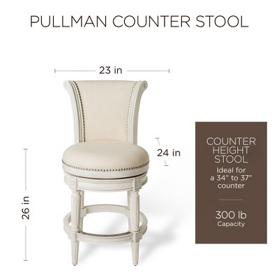 White Oak Swivel Counter Stool with Leather Upholstery